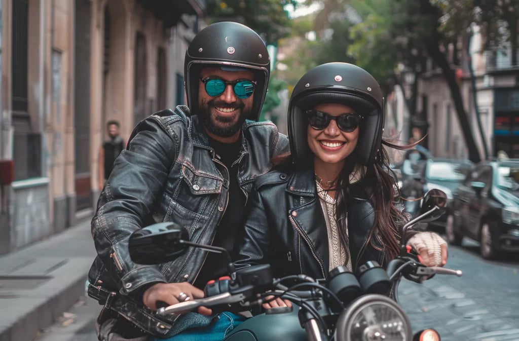 hombre-y-mujer-vestidos-de-negro-en-moto